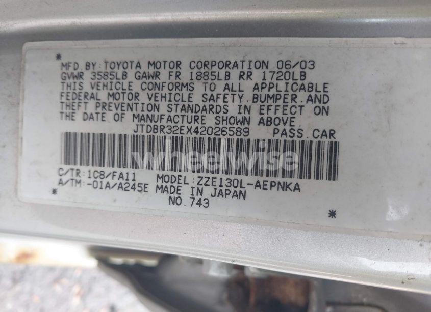 Photo 9 of 2004 Toyota Corolla LE (VIN JTDBR32EX42026589)