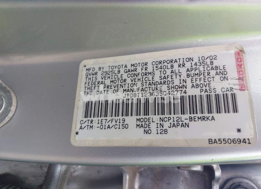 Photo 9 of 2003 Toyota Echo (VIN JTDBT123635042774)