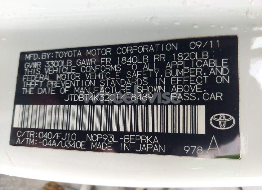 Photo 9 of 2012 Toyota Yaris N/A (VIN JTDBT4K32C1418489)