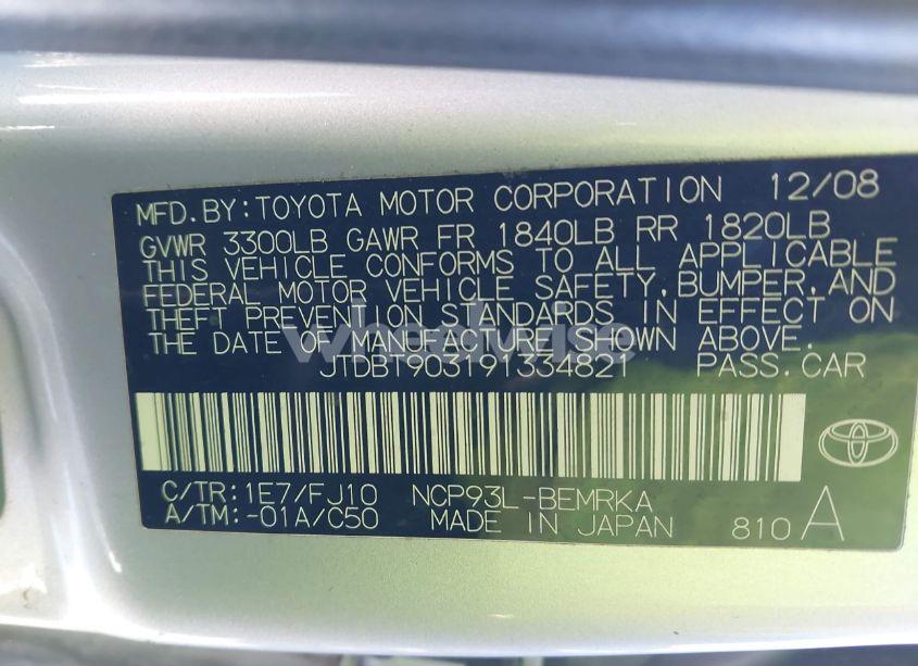 Photo 9 of 2009 Toyota Yaris (VIN JTDBT903191334821)