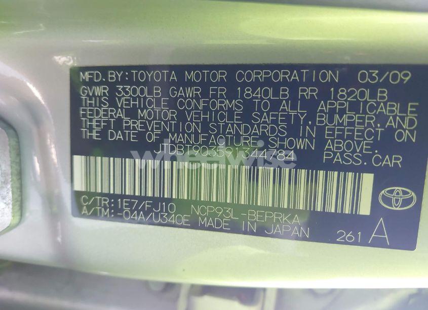 Photo 9 of 2009 Toyota Yaris (VIN JTDBT903591344784)
