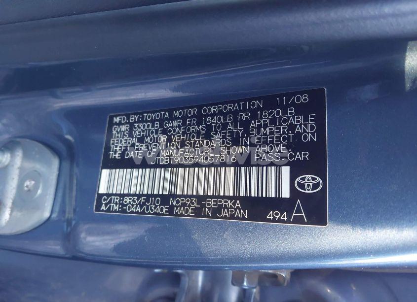 Photo 9 of 2009 Toyota Yaris (VIN JTDBT903594057816)
