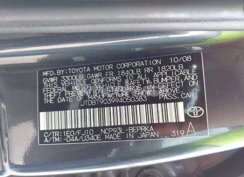 Photo 9 of 2009 Toyota Yaris (VIN JTDBT903994050383)