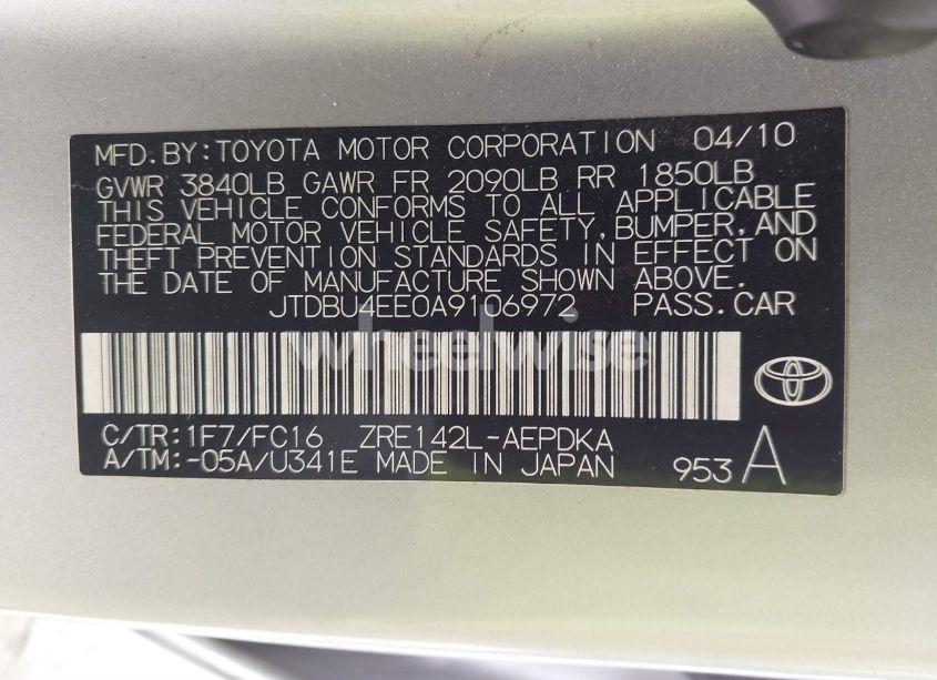 Photo 9 of 2010 Toyota Corolla LE (VIN JTDBU4EE0A9106972)
