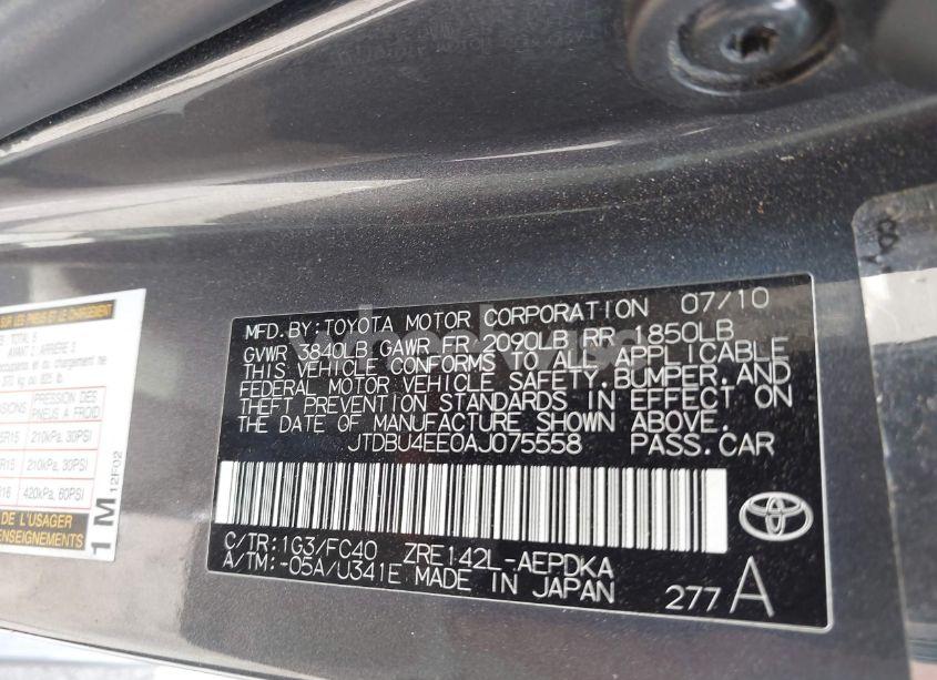 Photo 9 of 2010 Toyota Corolla LE/S/XLE (VIN JTDBU4EE0AJ075558)