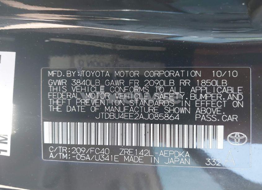 Photo 9 of 2010 Toyota Corolla LE (VIN JTDBU4EE2AJ085864)