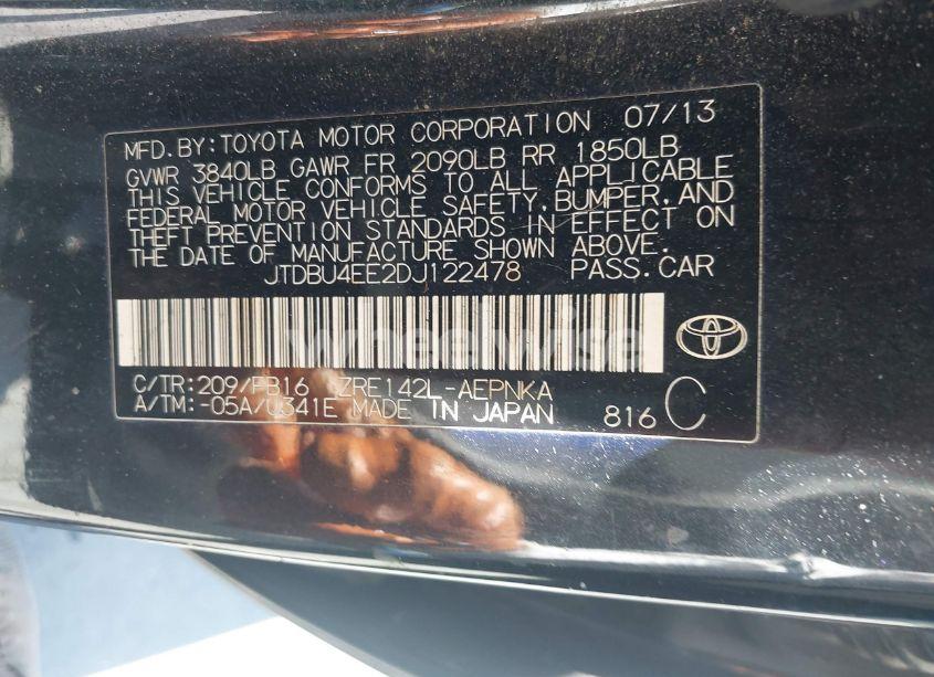 Photo 9 of 2013 Toyota Corolla LE (VIN JTDBU4EE2DJ122478)