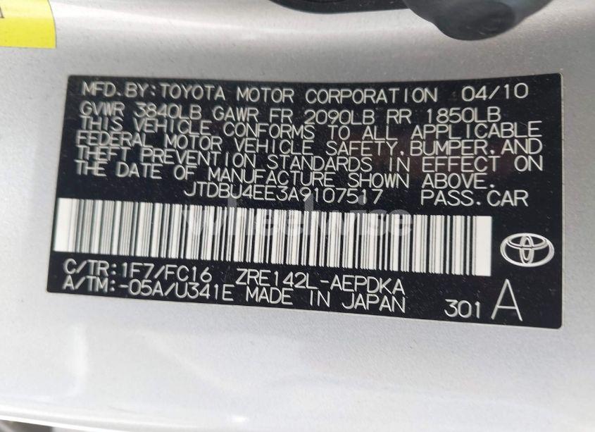 Photo 9 of 2010 Toyota Corolla LE (VIN JTDBU4EE3A9107517)