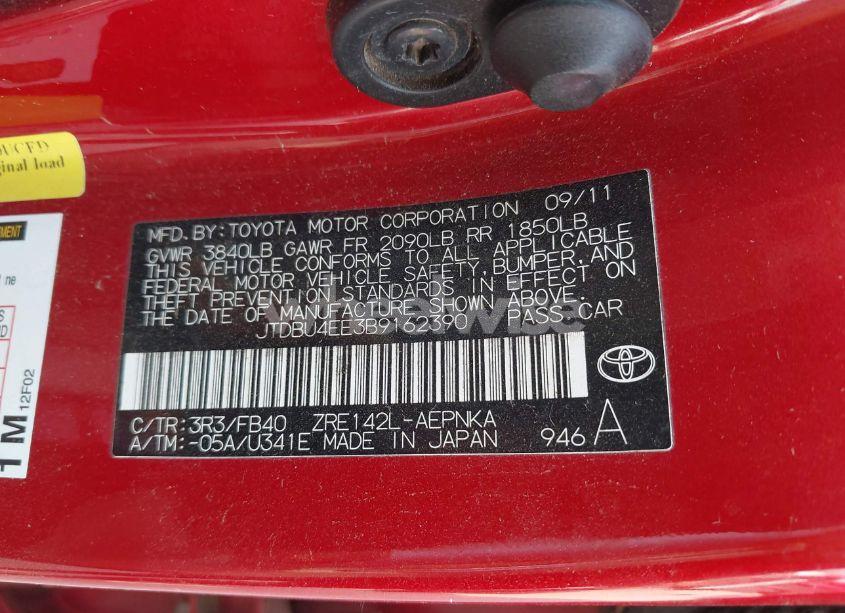 Photo 9 of 2011 Toyota Corolla LE (VIN JTDBU4EE3B9162390)