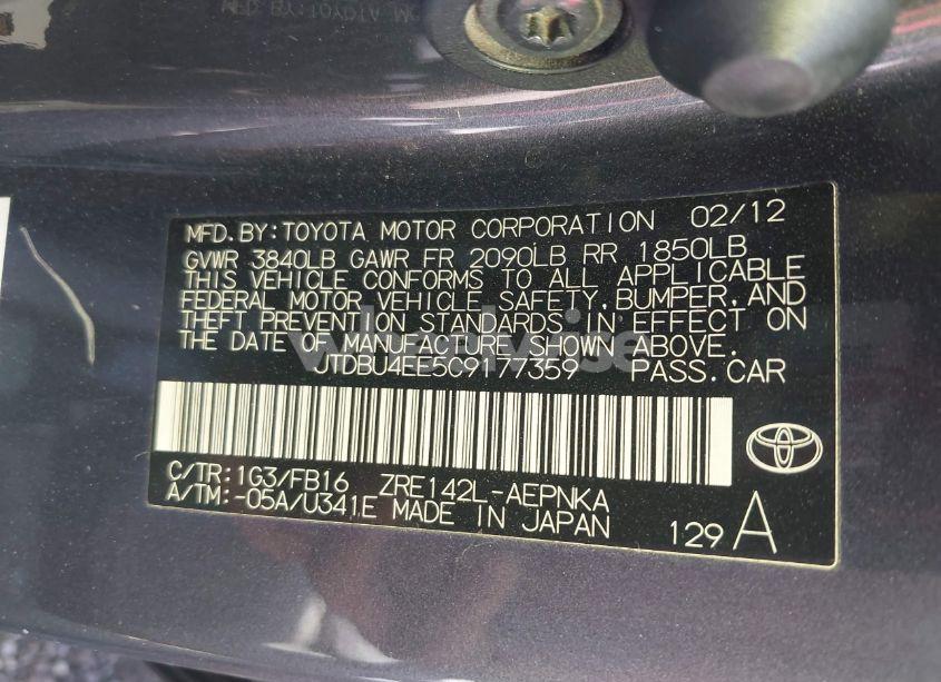 Photo 9 of 2012 Toyota Corolla LE (VIN JTDBU4EE5C9177359)