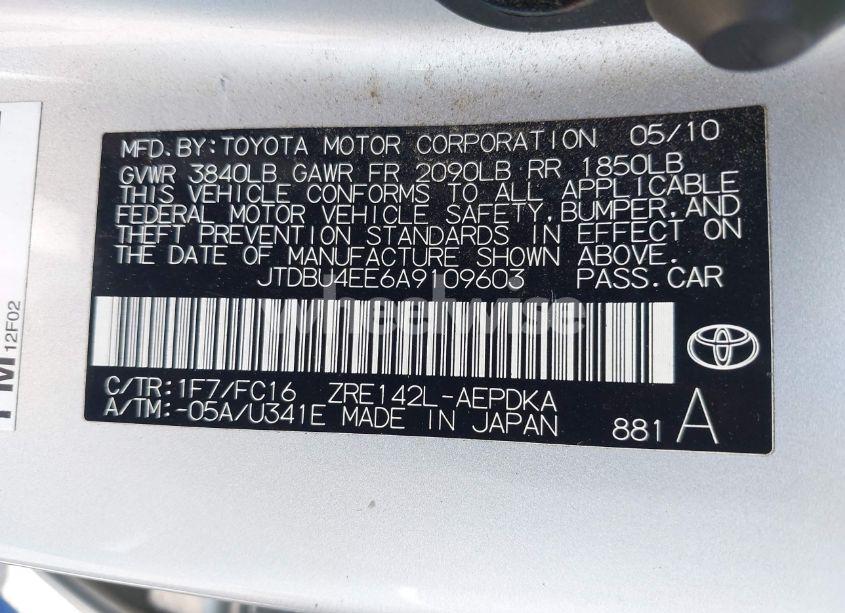 Photo 9 of 2010 Toyota Corolla LE (VIN JTDBU4EE6A9109603)