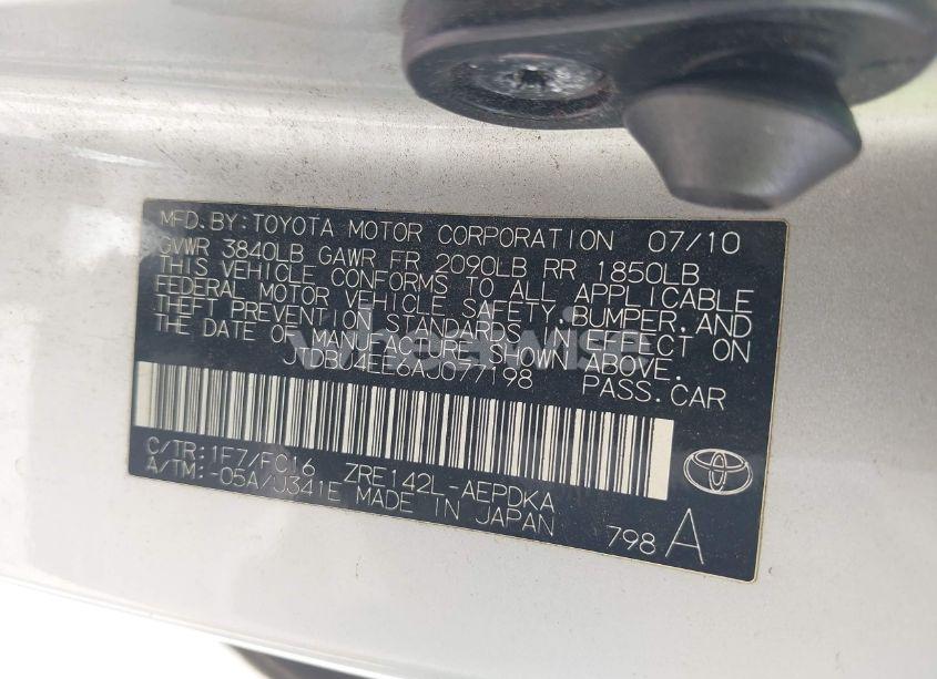 Photo 9 of 2010 Toyota Corolla LE (VIN JTDBU4EE6AJ077198)