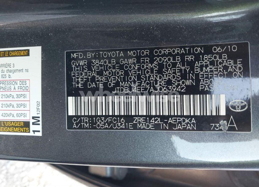 Photo 9 of 2010 Toyota Corolla LE (VIN JTDBU4EE7AJ063942)