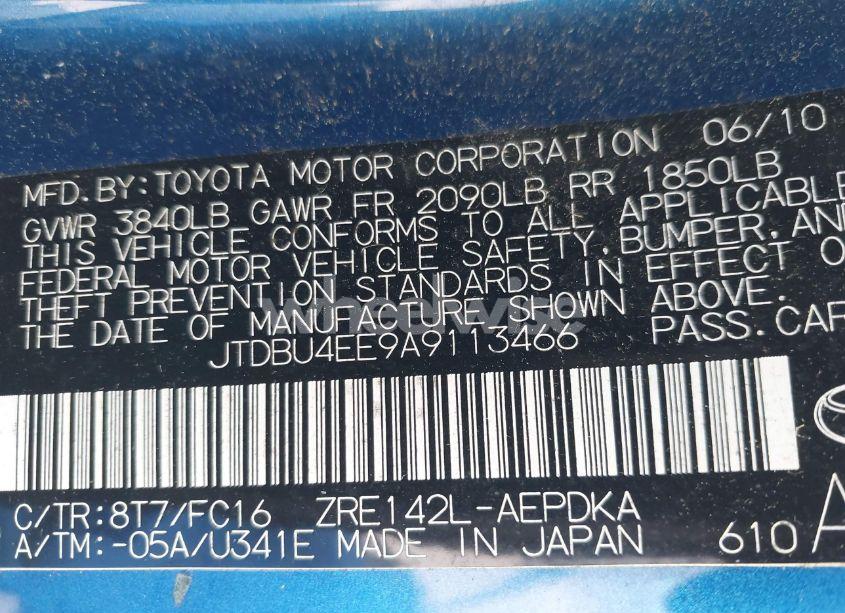 Photo 9 of 2010 Toyota Corolla LE (VIN JTDBU4EE9A9113466)