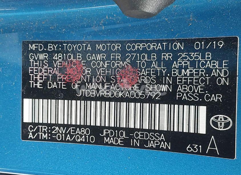 Photo 9 of 2019 Toyota Mirai (VIN JTDBVRBD0KA005792)