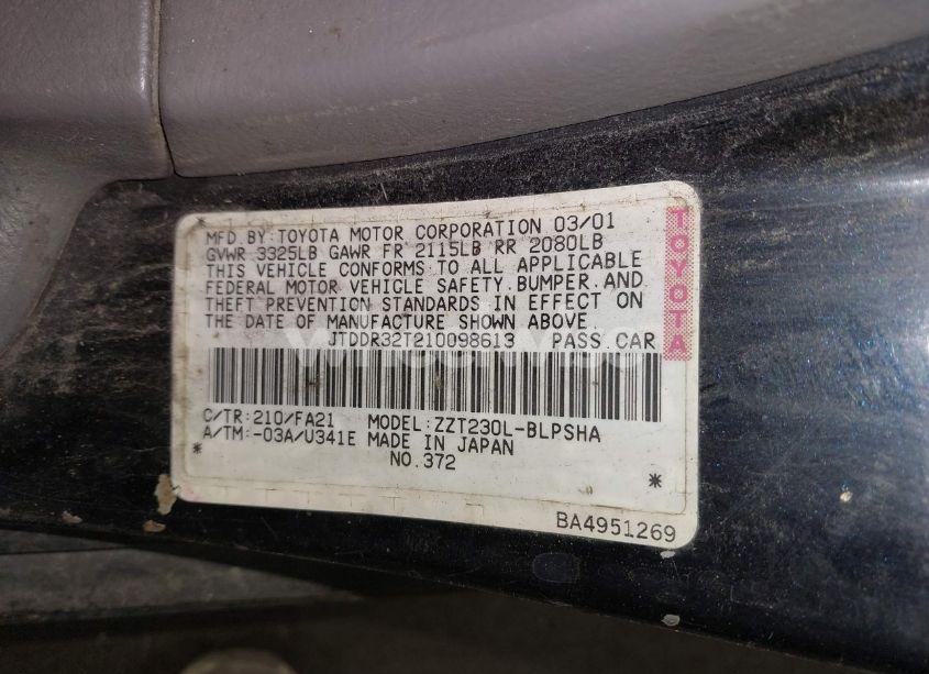 Photo 9 of 2001 Toyota Celica GT (VIN JTDDR32T210098613)