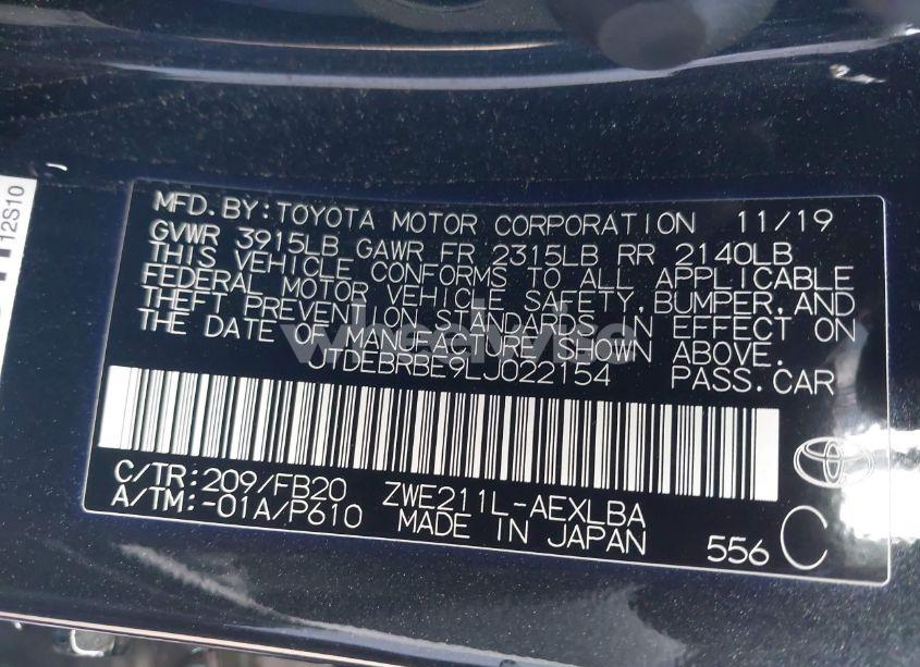 Photo 9 of 2020 Toyota Corolla HYBRID LE (VIN JTDEBRBE9LJ022154)