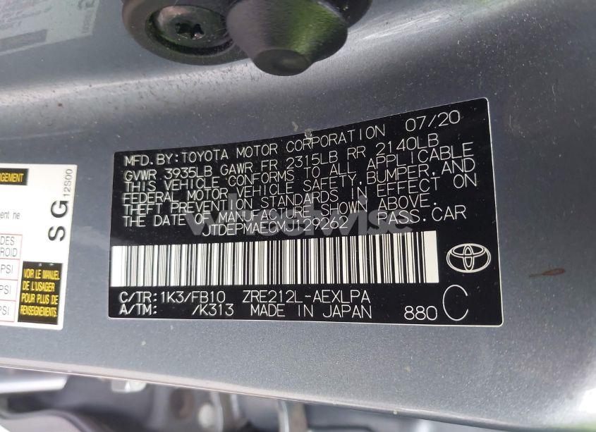 Photo 9 of 2021 Toyota Corolla LE (VIN JTDEPMAE0MJ129262)