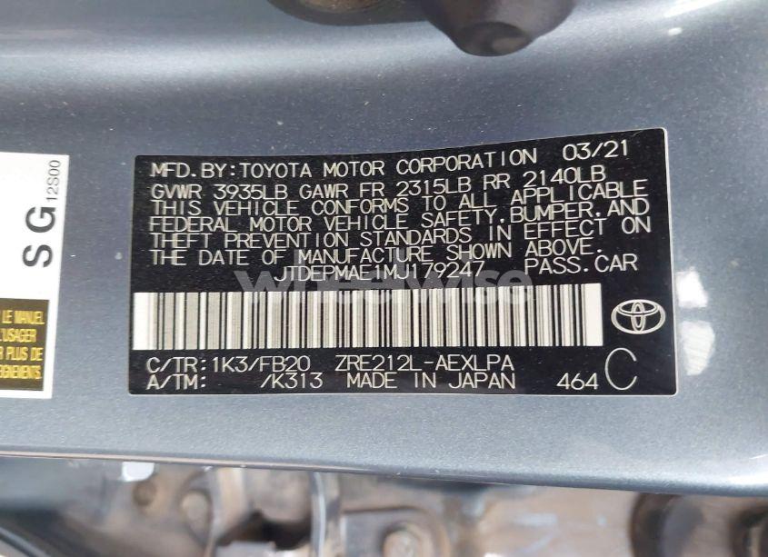 Photo 9 of 2021 Toyota Corolla LE (VIN JTDEPMAE1MJ179247)