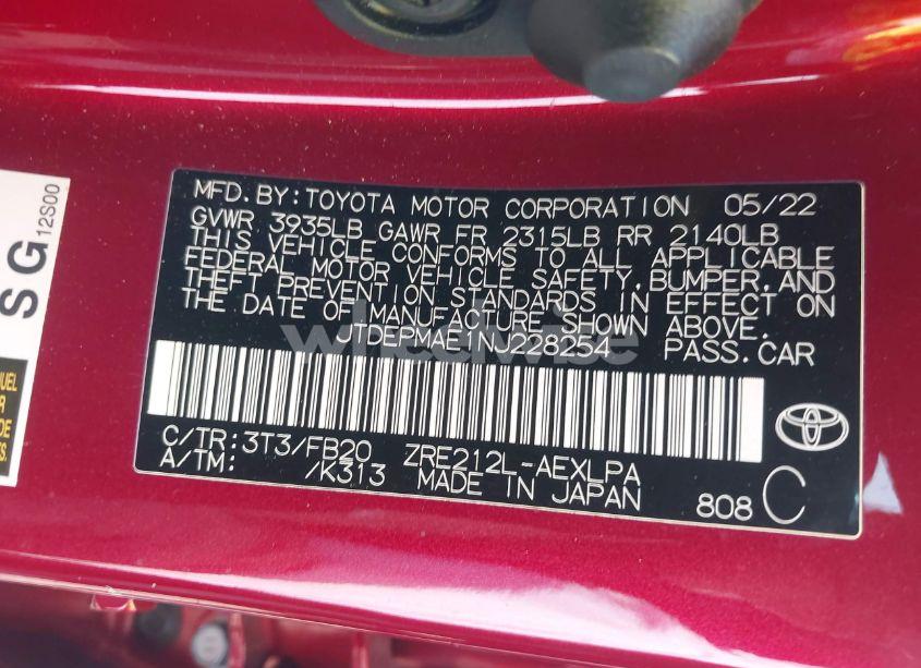 Photo 9 of 2022 Toyota Corolla LE (VIN JTDEPMAE1NJ228254)