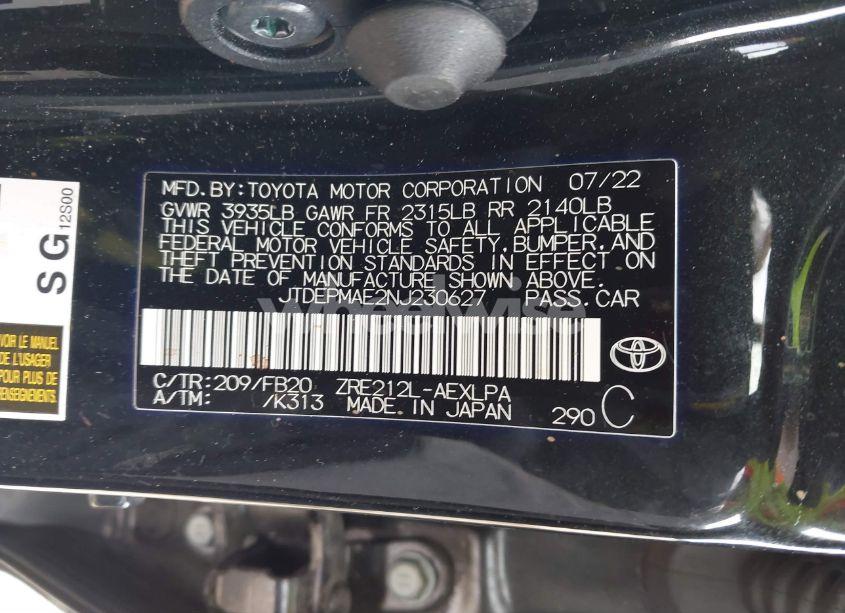 Photo 9 of 2022 Toyota Corolla LE (VIN JTDEPMAE2NJ230627)