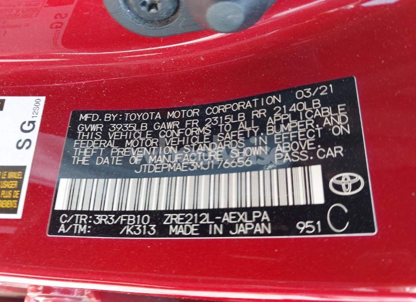 Photo 9 of 2021 Toyota Corolla LE (VIN JTDEPMAE3MJ176656)