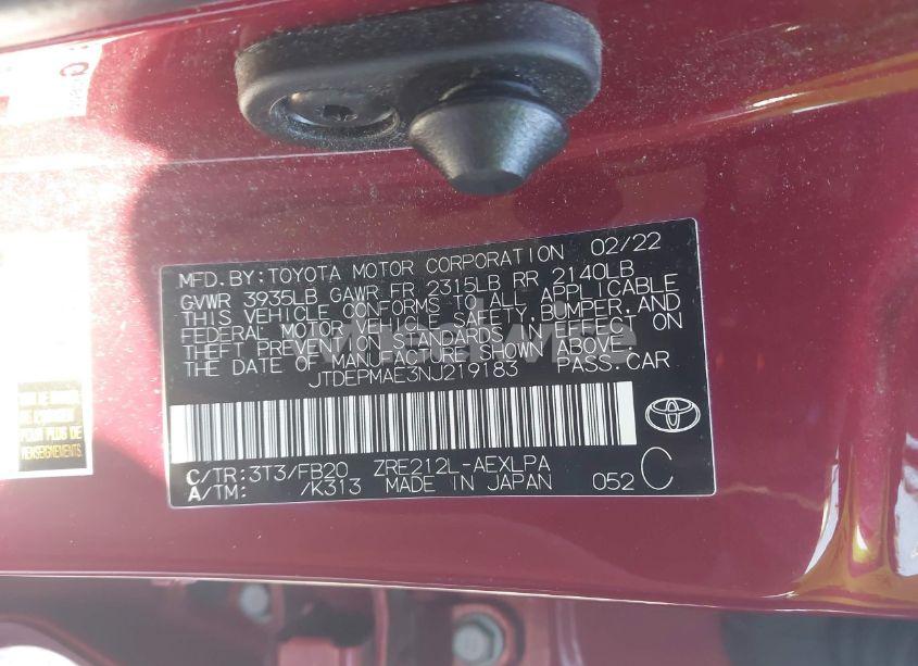 Photo 9 of 2022 Toyota Corolla LE (VIN JTDEPMAE3NJ219183)