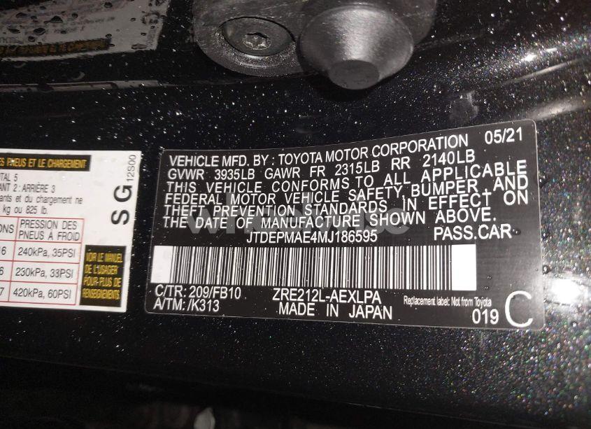 Photo 9 of 2021 Toyota Corolla LE (VIN JTDEPMAE4MJ186595)