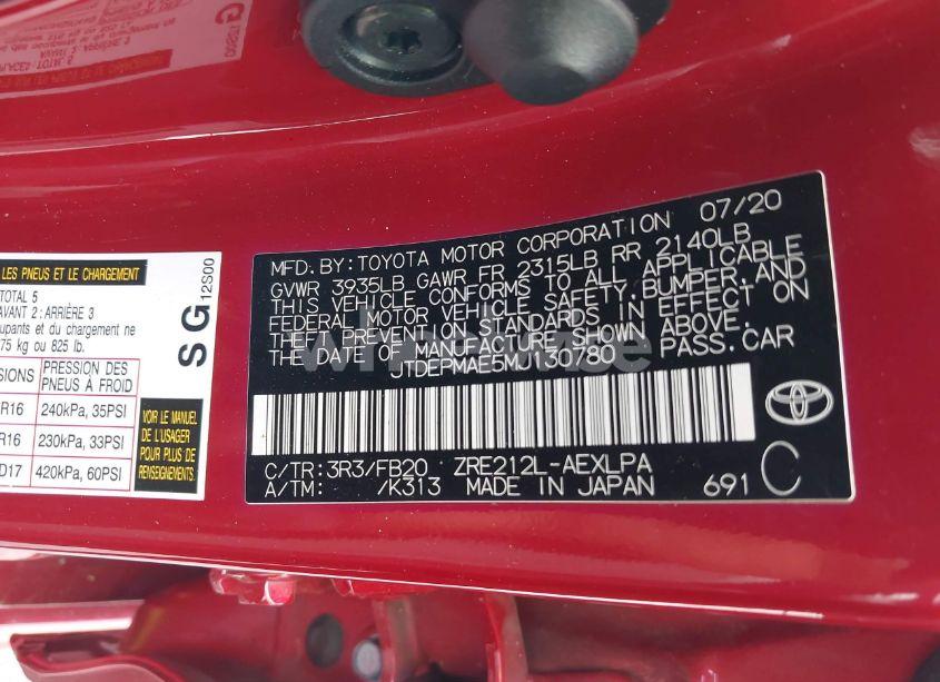 Photo 9 of 2021 Toyota Corolla LE (VIN JTDEPMAE5MJ130780)