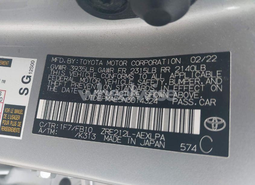 Photo 9 of 2022 Toyota Corolla LE (VIN JTDEPMAE5N3014324)