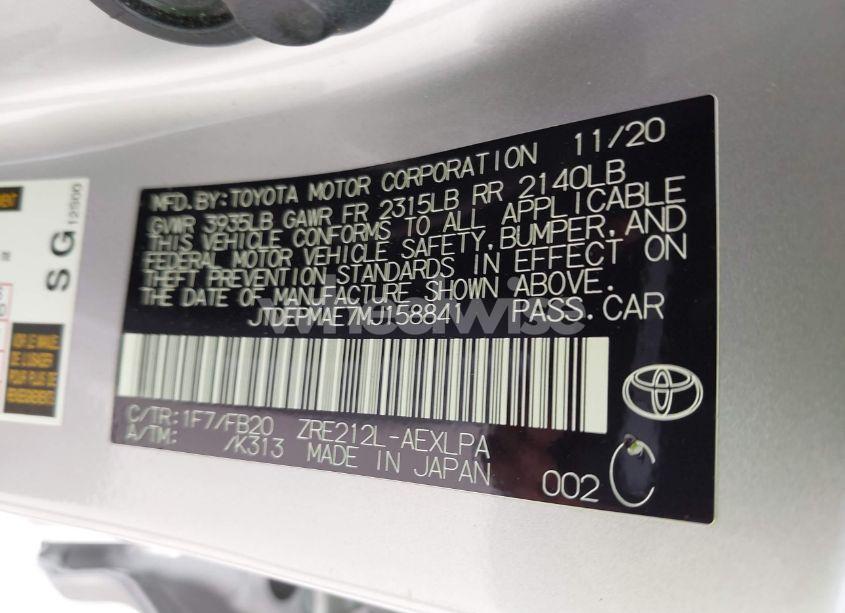 Photo 9 of 2021 Toyota Corolla LE (VIN JTDEPMAE7MJ158841)