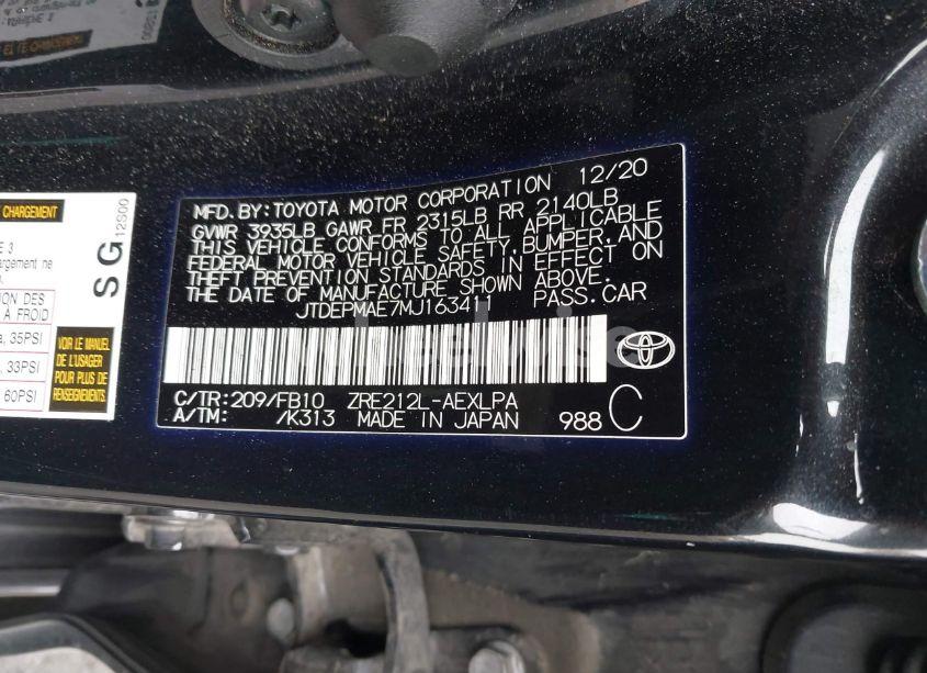 Photo 9 of 2021 Toyota Corolla LE (VIN JTDEPMAE7MJ163411)