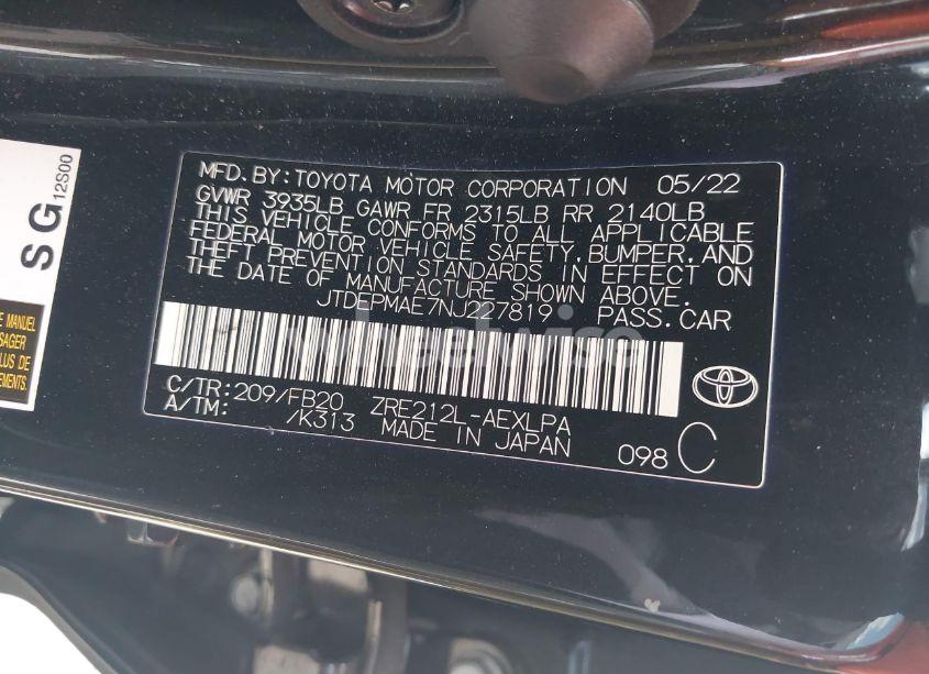 Photo 9 of 2022 Toyota Corolla LE (VIN JTDEPMAE7NJ227819)