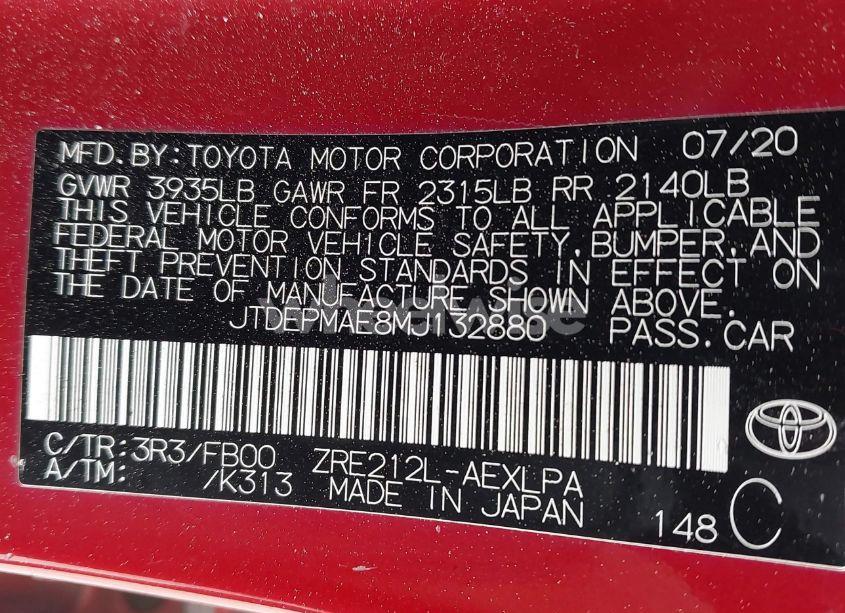 Photo 9 of 2021 Toyota Corolla LE (VIN JTDEPMAE8MJ132880)