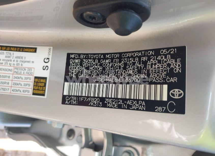 Photo 9 of 2021 Toyota Corolla LE (VIN JTDEPMAE8MJ186700)