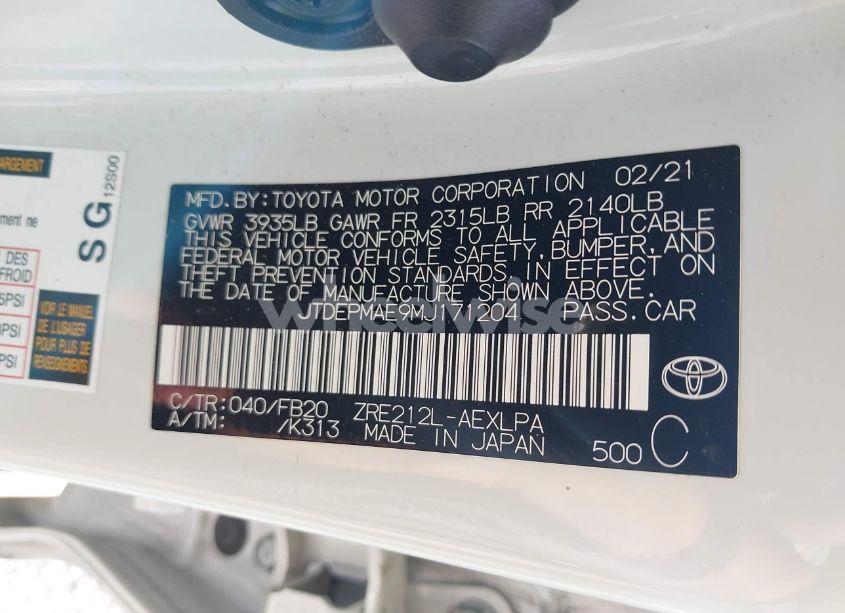 Photo 9 of 2021 Toyota Corolla LE (VIN JTDEPMAE9MJ171204)