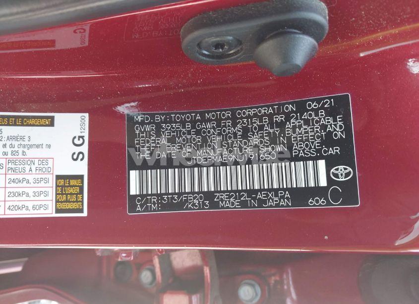 Photo 9 of 2022 Toyota Corolla LE (VIN JTDEPMAE9NJ191650)