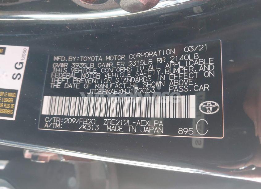 Photo 9 of 2021 Toyota Corolla LE (VIN JTDEPMAEXMJ179053)