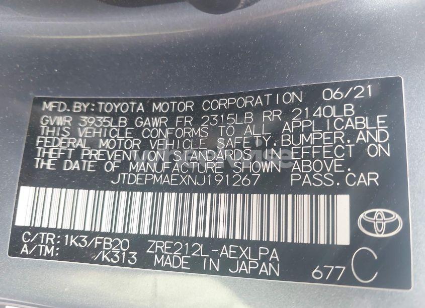 Photo 9 of 2022 Toyota Corolla LE (VIN JTDEPMAEXNJ191267)