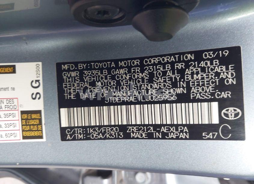 Photo 9 of 2020 Toyota Corolla LE (VIN JTDEPRAE1LJ025956)
