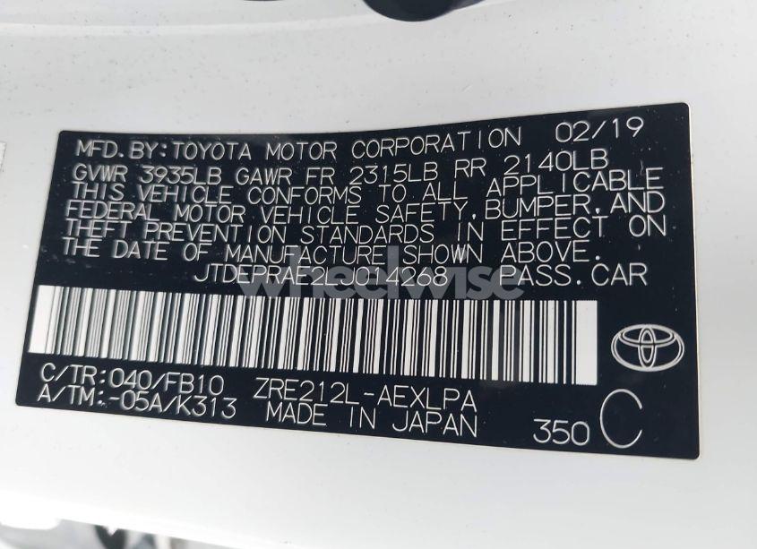 Photo 9 of 2020 Toyota Corolla LE (VIN JTDEPRAE2LJ014268)