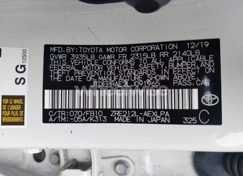 Photo 9 of 2020 Toyota Corolla LE (VIN JTDEPRAE2LJ091965)