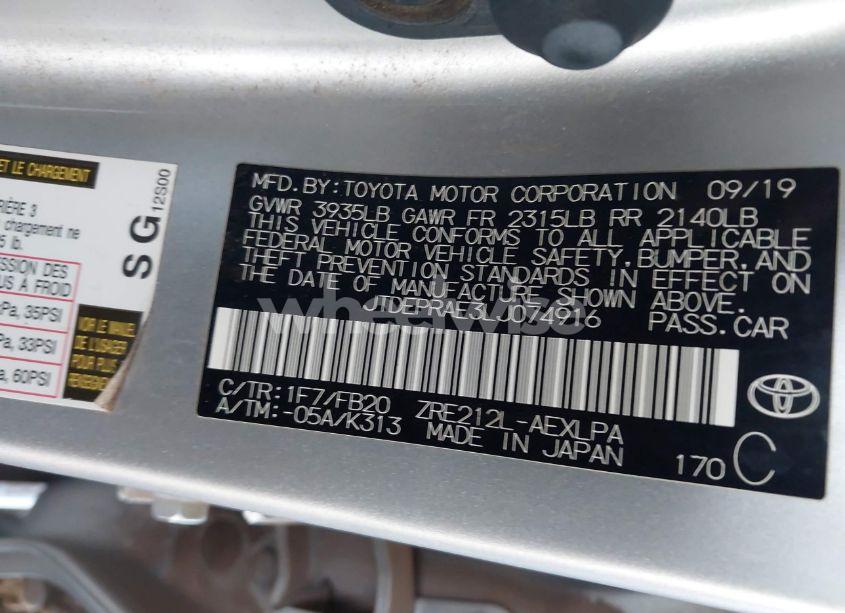 Photo 9 of 2020 Toyota Corolla LE (VIN JTDEPRAE3LJ074916)