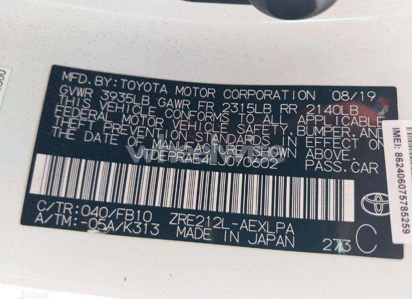 Photo 9 of 2020 Toyota Corolla LE (VIN JTDEPRAE4LJ070602)