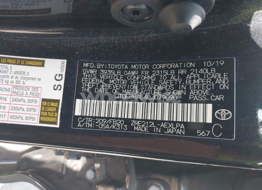 Photo 9 of 2020 Toyota Corolla LE (VIN JTDEPRAE4LJ079090)