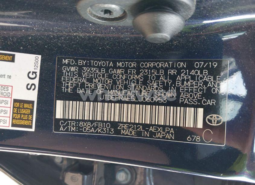 Photo 9 of 2020 Toyota Corolla LE (VIN JTDEPRAE5LJ060953)