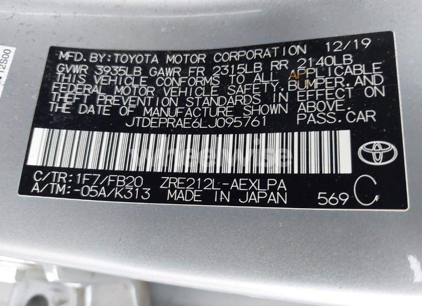 Photo 9 of 2020 Toyota Corolla LE (VIN JTDEPRAE6LJ095761)
