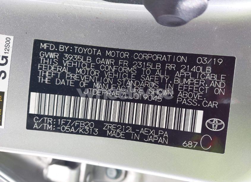 Photo 9 of 2020 Toyota Corolla LE (VIN JTDEPRAE7LJ019045)