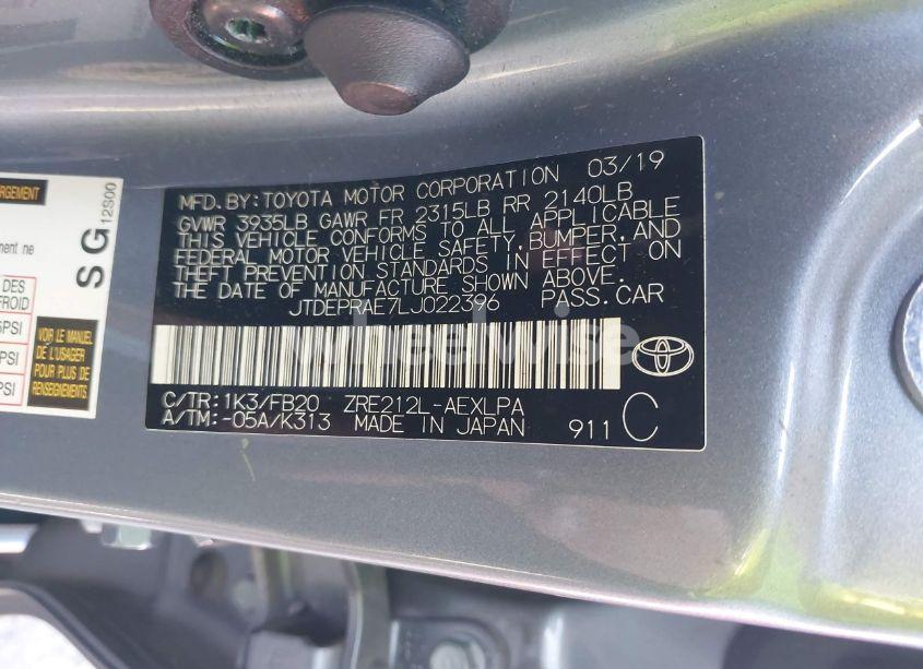 Photo 9 of 2020 Toyota Corolla LE (VIN JTDEPRAE7LJ022396)