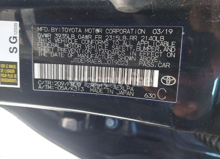Photo 9 of 2020 Toyota Corolla LE (VIN JTDEPRAE8LJ019023)